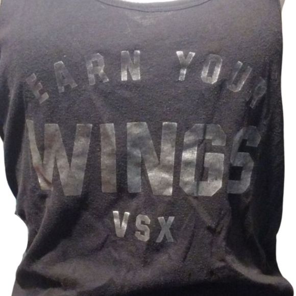 VSX Razorback Tank Size Small Black with Print Earn Your Wings VSX EUC - Picture 3 of 3